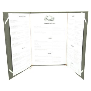 Trzyczęściowa karta menu z tabliczką z laminatu grawerskiego 1119_2