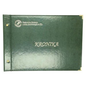 Złocony logotyp na zielonej eko skórze 3004_1 Kroniki, księgi