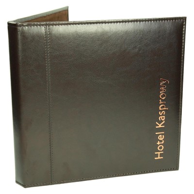 Oprawa informatora hotelowego z tłoczonym napisem folią miedzianą 1121 Oprawa informatora hotelowego z tłoczonym napisem folią miedzianą 1121